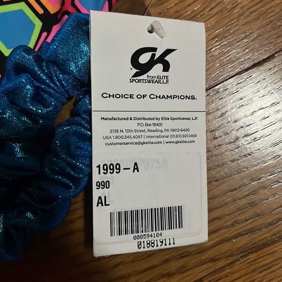 NWT multi color neon GK gymnastics tumbling dance leotard w/Scrunchie sz AL - Picture 6 of 9